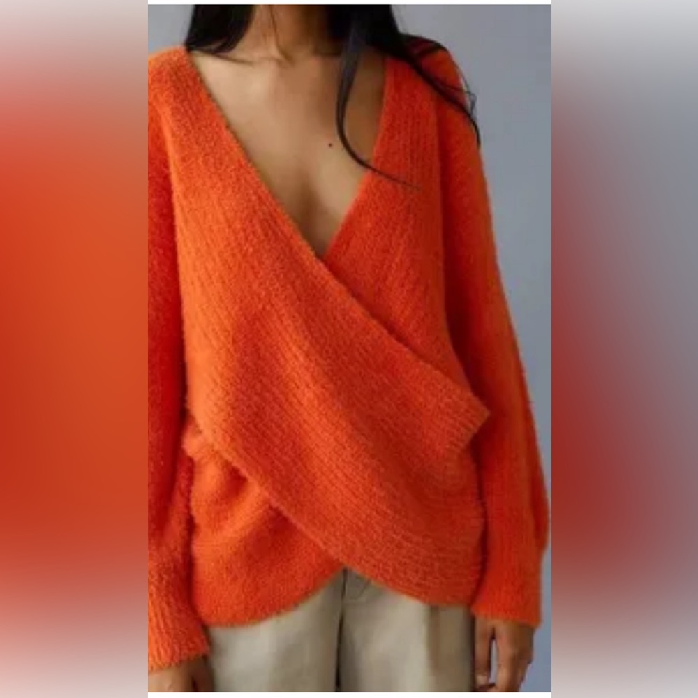 Urban Outfitters Kane Wrap Orange Sweater